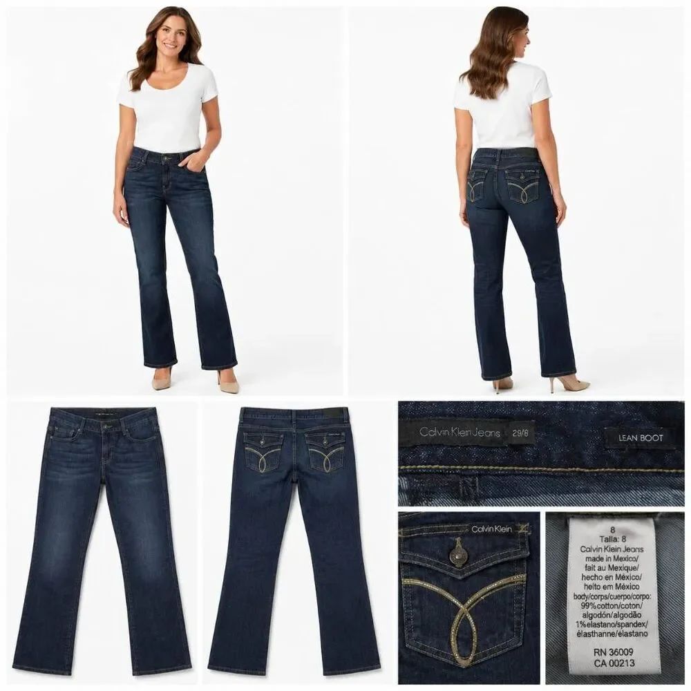 Calvin Klein Lean Boot Jeans Women's Size 8 Dark Wash